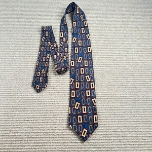 Vintage J.Z. Richards House of Walsh Silk Tie Blue Gold Geometric Made in USA